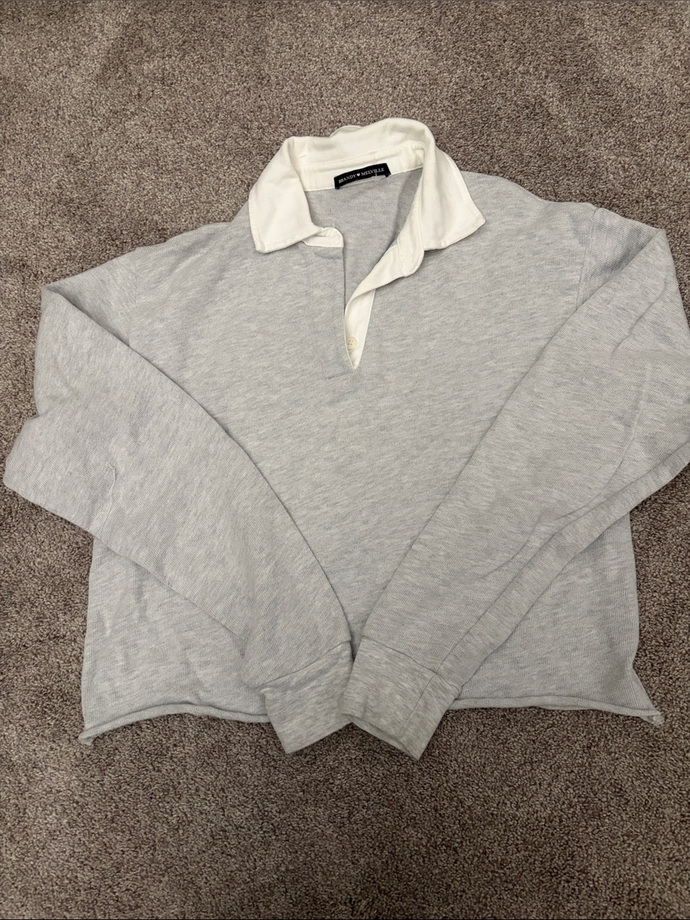 Brandy Melville Light Gray Crewneck Sweater with White Collar